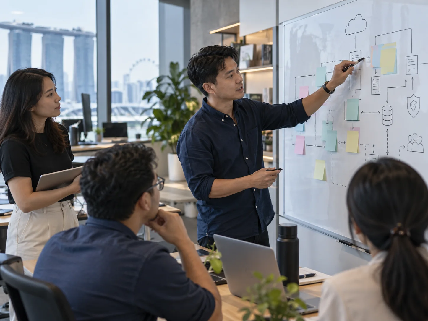 Illustrative Disaster recovery & business continuity planning scene
