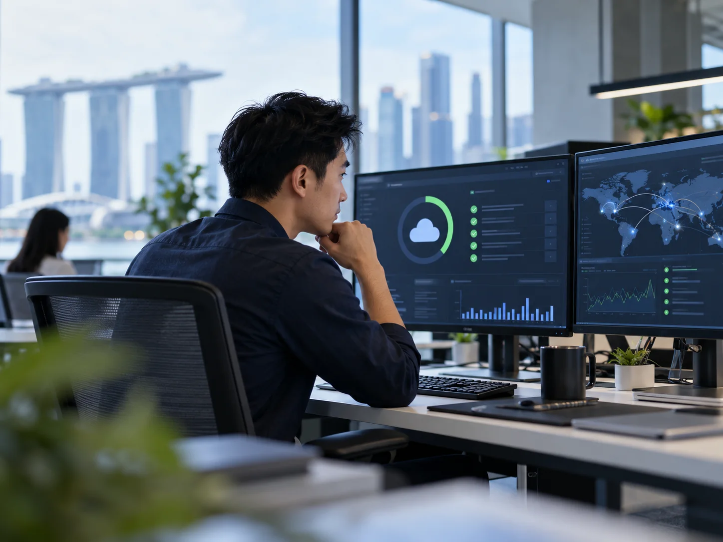 Illustrative Disaster recovery & business continuity planning scene