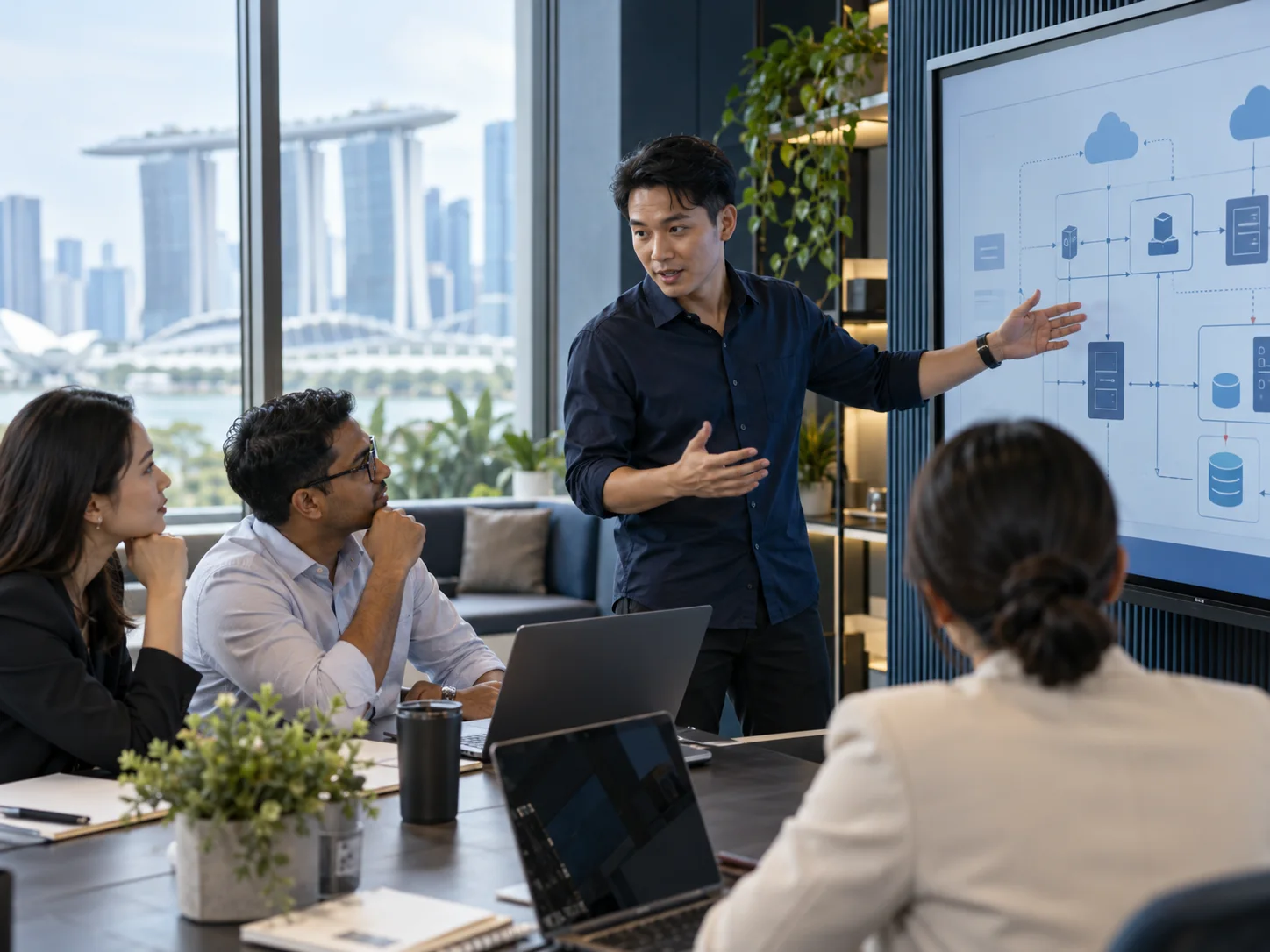 Illustrative IT & digital transformation consulting scene